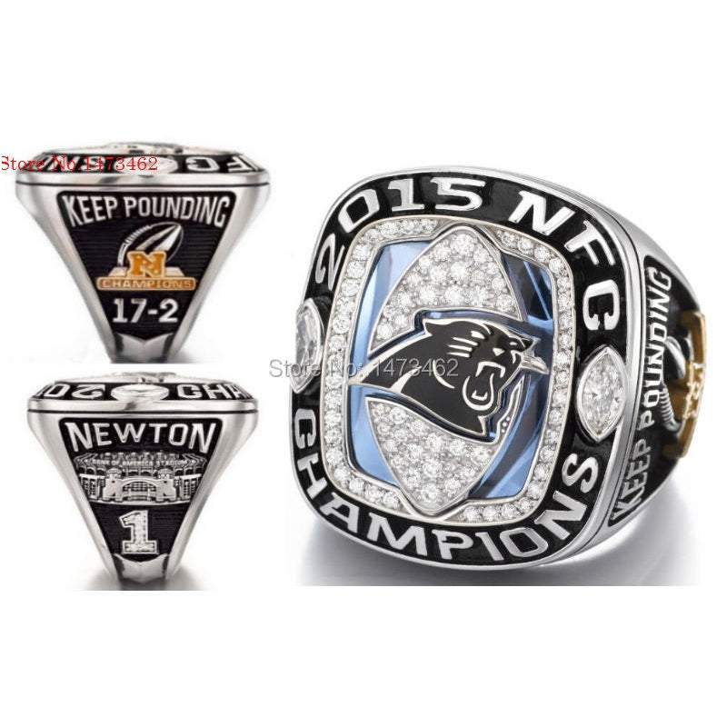 WANZIJING 2015 Carolina Panthers Super Bowl L NFC Championship Ring Replica  for Fans Keepsake Men's Gift Collection,With Box,12 : : Fashion