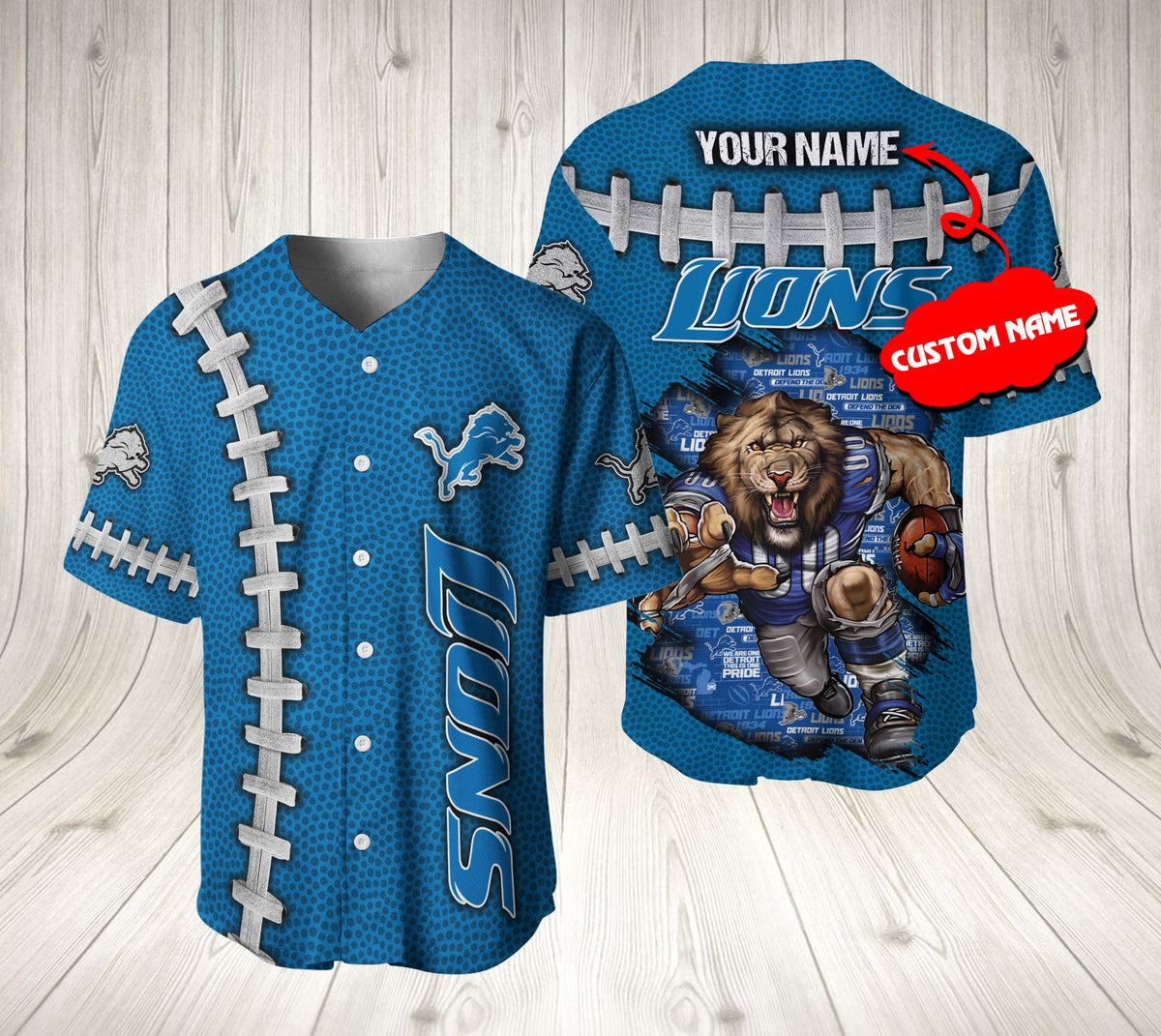 SALE] Detroit Lions Mascot Personalized Baseball Jersey - Luxury