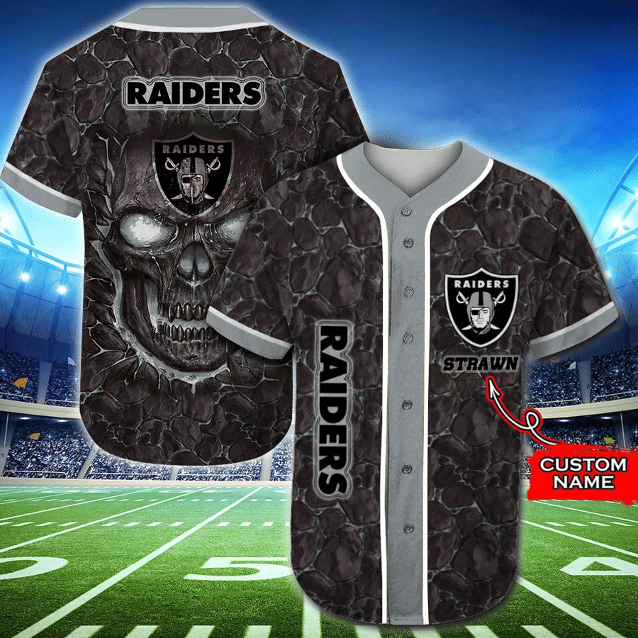 Las Vegas Raiders Baseball Jersey 3D Shirts Print Skull Custom Name For  Fans - Freedomdesign