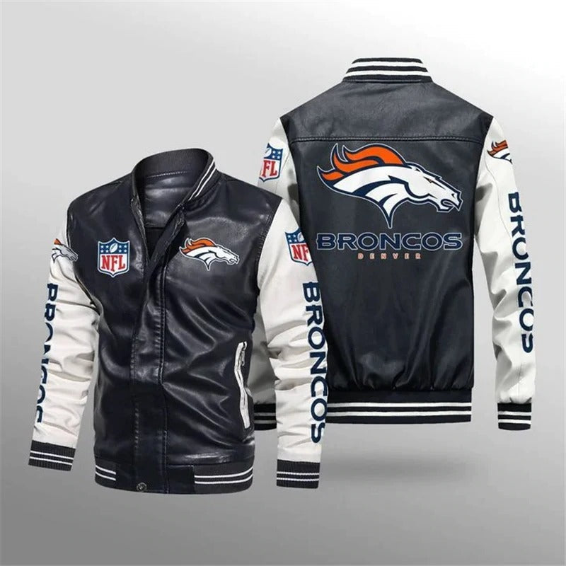 NFL Denver Broncos Leather Jacket Hat Men And Women For Fans Gift -  Freedomdesign