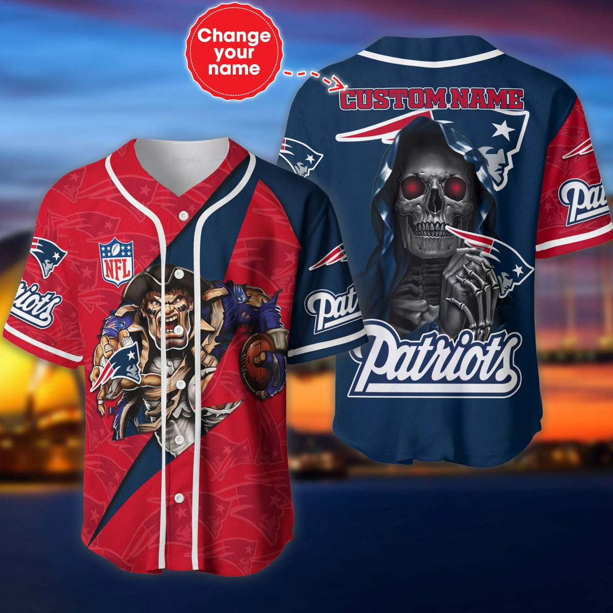 20% OFF New England Patriots Baseball Jersey Skull Rock Custom Name –  Footballfan365