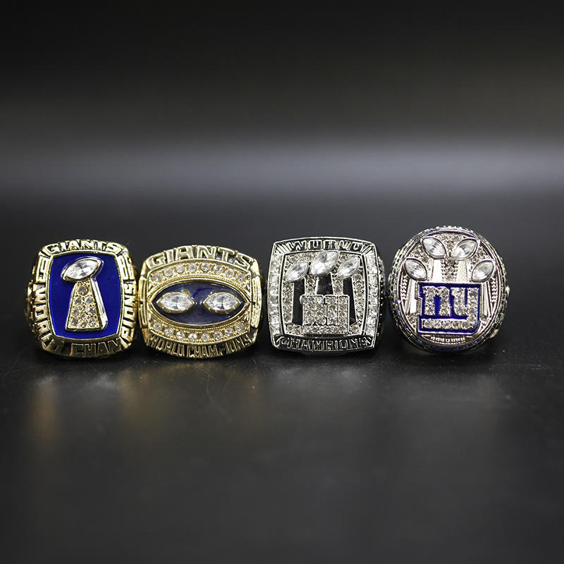 4pcs/set 1986 1990 2007 2011 New York Giants Super Bowl Rings For