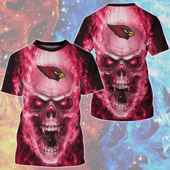 15% OFF Hot Selling Arizona Cardinals T Shirt Mens Skull