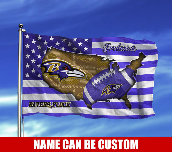 Baltimore Ravens Flag American Stars & Stripes Custom Name
