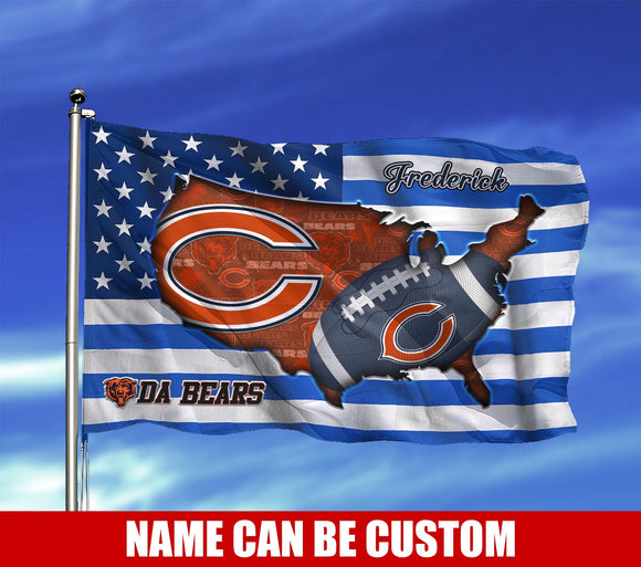 Chicago Bears Flag American Stars & Stripes Custom Name