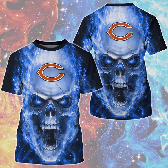 15% OFF Hot Selling Chicago Bears T Shirt Mens Skull