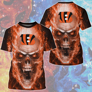 15% OFF Hot Selling Cincinnati Bengals T Shirt Mens Skull