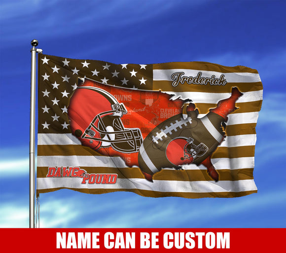 Cleveland Browns Flag American Stars & Stripes Custom Name