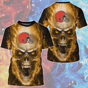 15% OFF Hot Selling Cleveland Browns T Shirt Mens Skull