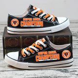 Custom Chicago Bears Shoes Super Bowl Champions \ Black canvas shoes