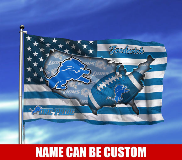 Detroit Lions Flag American Stars & Stripes Custom Name