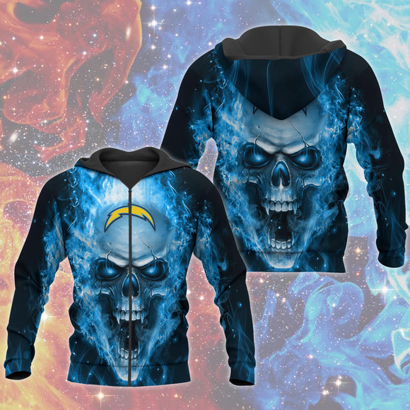 20% OFF Los Angeles Chargers Skull Hoodies Smoke For Men
