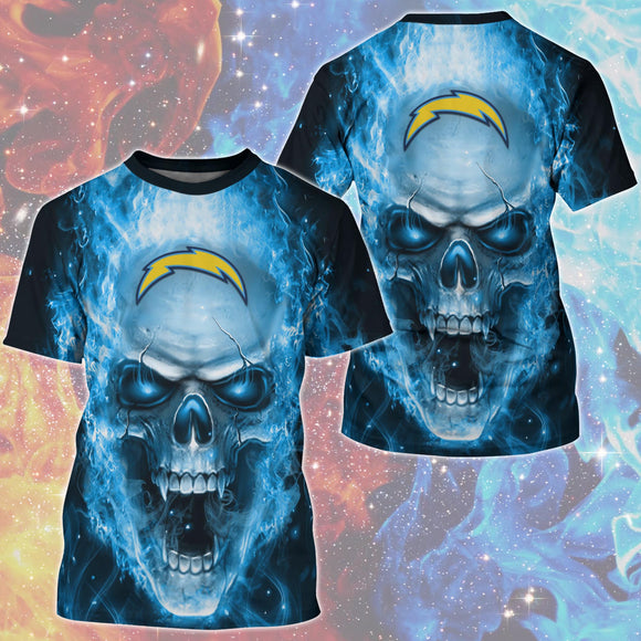 15% OFF Hot Selling Los Angeles Chargers T Shirt Mens Skull