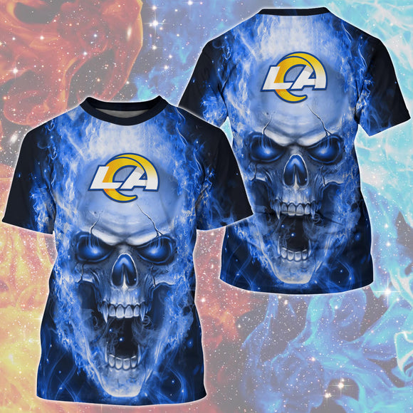 15% OFF Hot Selling Los Angeles Rams T Shirt Mens Skull