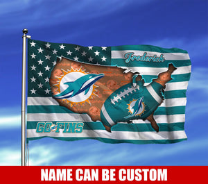 Miami Dolphins Flag American Stars & Stripes Custom Name