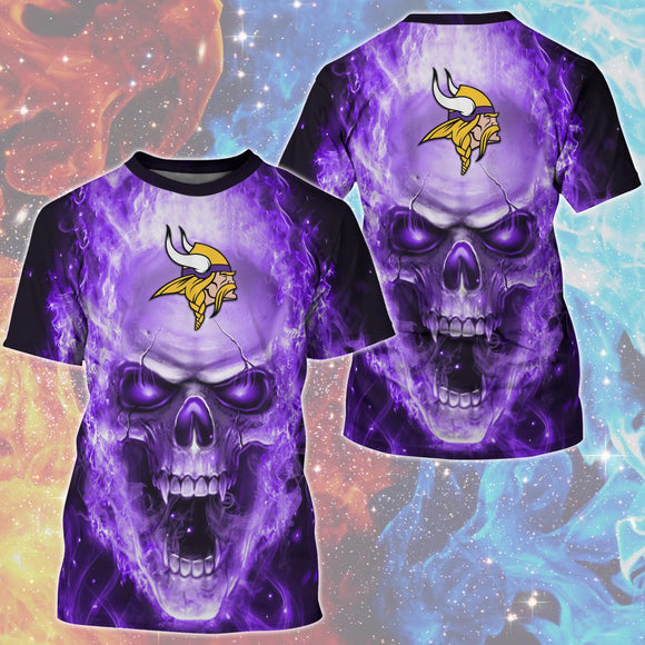15% OFF Hot Selling Minnesota Vikings T Shirt Mens Skull