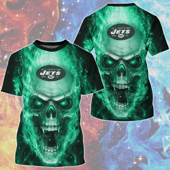 15% OFF Hot Selling New York Jets T Shirt Mens Skull