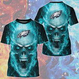 15% OFF Hot Selling Philadelphia Eagles T Shirt Mens Skull