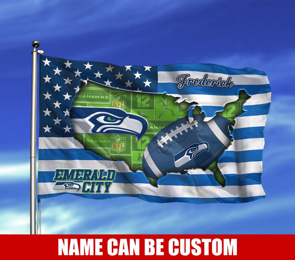 Seattle Seahawks Flag American Stars & Stripes Custom Name