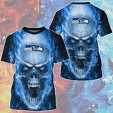 15% OFF Hot Selling Seattle Seahawks T Shirt Mens Skull