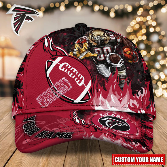 Hot Selling Atlanta Falcons Adjustable Hat Mascot & Flame - Custom Name