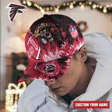 Hot Selling Atlanta Falcons Adjustable Hat Mascot & Flame - Custom Name