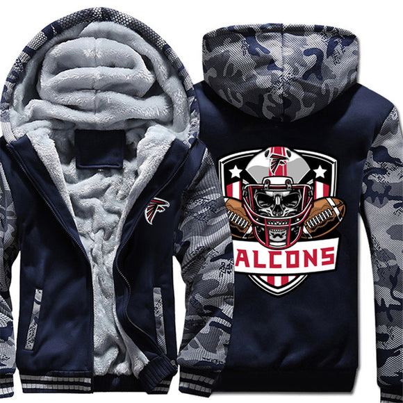 17% OFF Vintage Atlanta Falcons Fleece Jacket Skull For Sale