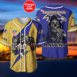 20% OFF Best Baltimore Ravens Baseball Jersey Skull Custom Name