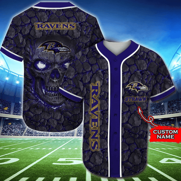 20% OFF Baltimore Ravens Baseball Jersey Skull Rock Custom Name