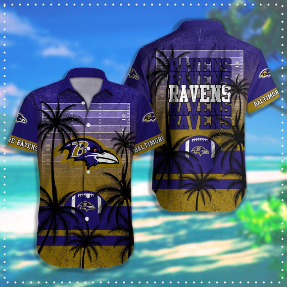 15% SALE OFF Baltimore Ravens Hawaiian Shirt Coconut Tree & Ball