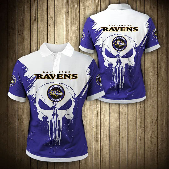 20% OFF Baltimore Ravens Polo Shirt Mens Punisher Skull
