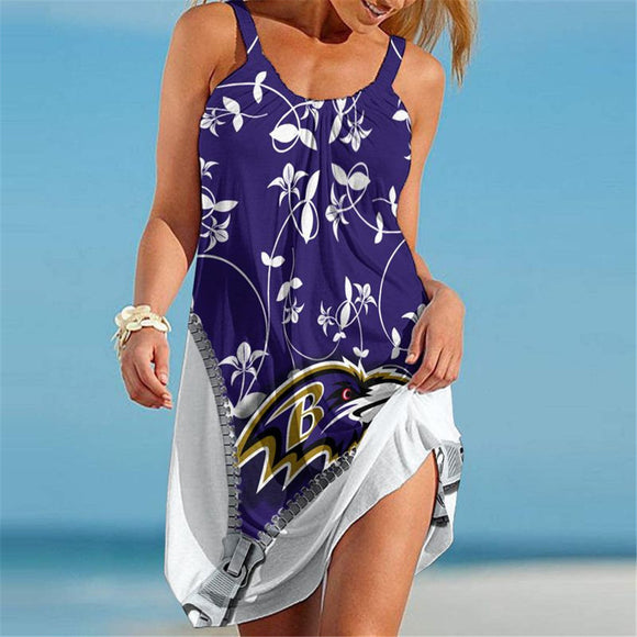 15% SALE OFF Baltimore Ravens Sleeveless Floral Dress For Summer