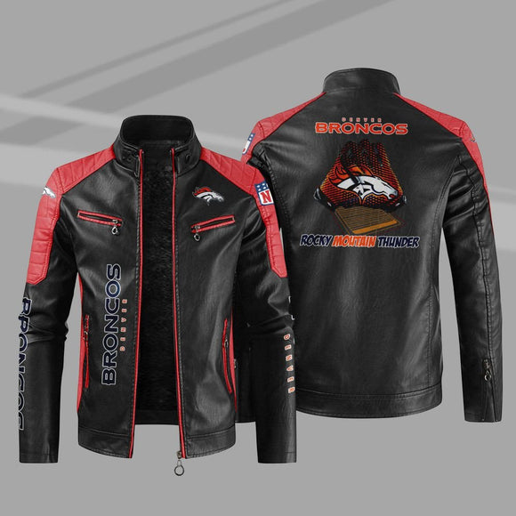 Buy Block Denver Broncos Leather Jacket - Get 25% OFF Now