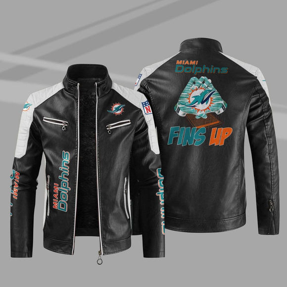 Buy Block Miami Dolphins Leather Jacket - Get 25% OFF Now