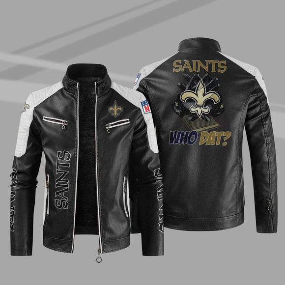 Buy Block New Orleans Saints Leather Jacket - Get 25% OFF Now