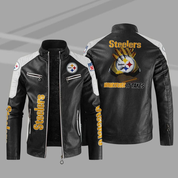 Buy Block Pittsburgh Steelers Leather Jacket - Get 25% OFF Now