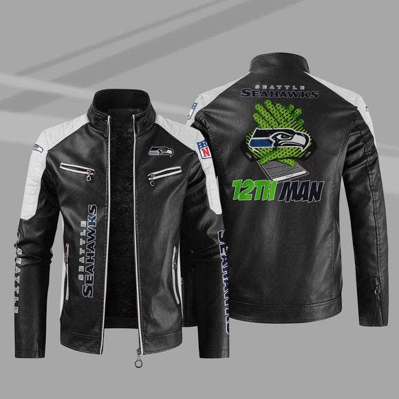 Buy Block Seattle Seahawks Leather Jacket - Get 25% OFF Now