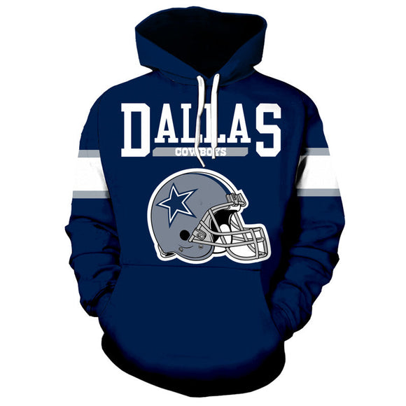 Blue Dallas Cowboys Pullover Hoodies 3D Footballfan365