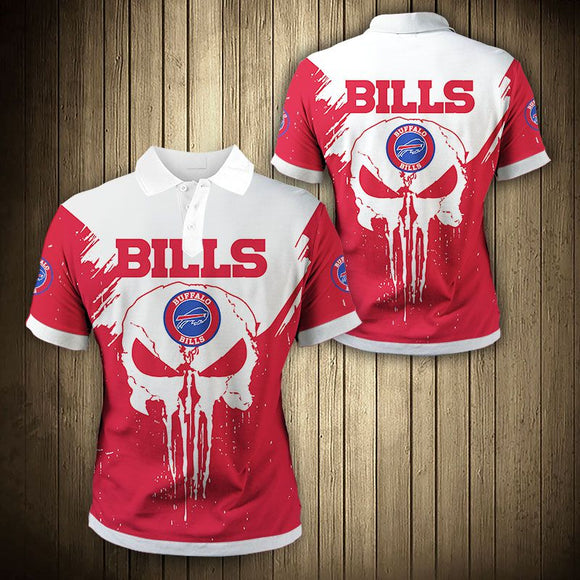 20% OFF Buffalo Bills Polo Shirt Mens Punisher Skull