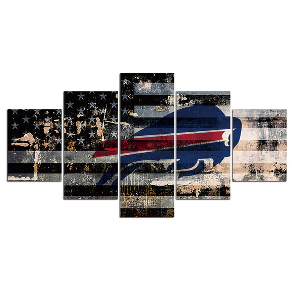 30 % OFF Buffalo Bills Wall Art American Flag Canvas Print