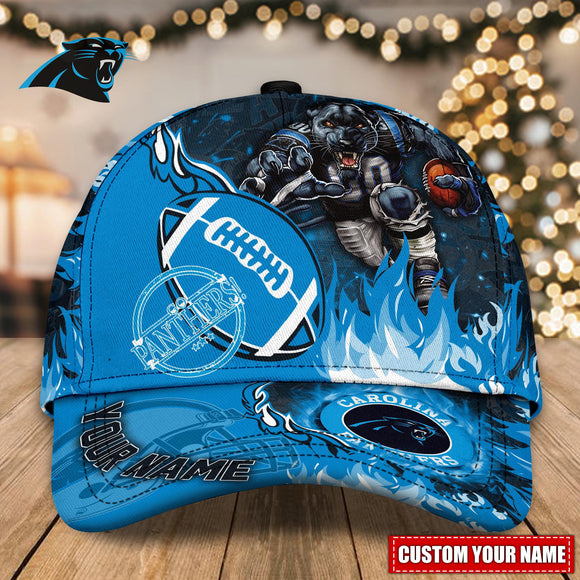 Hot Selling Carolina Panthers Adjustable Hat Mascot & Flame - Custom Name