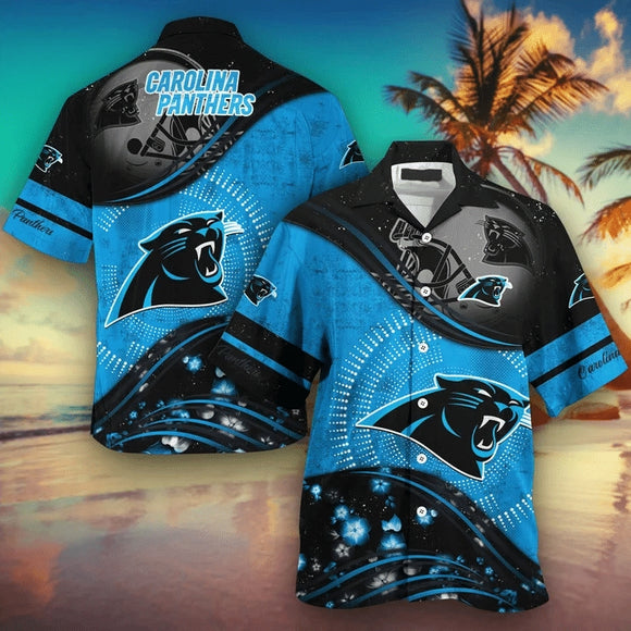 15% OFF Carolina Panthers Hawaiian Shirt Short Sleeve For Men
