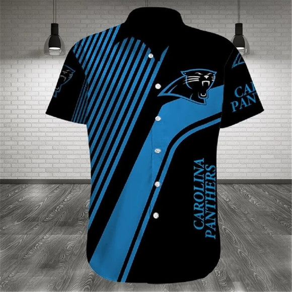 15% OFF Men's Carolina Panthers Shirt Stripes Short Sleeve