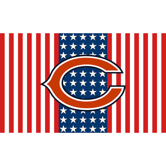25% OFF Chicago Bears Flag 3x5 With Star and Stripes White & Red