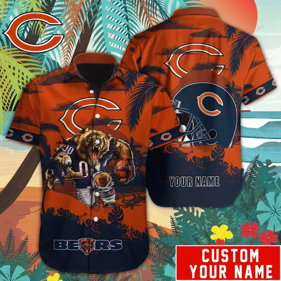 14% OFF Mascot Chicago Bears Hawaiian Shirt Custom Name For Men