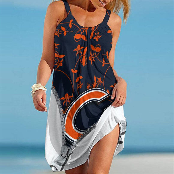 15% SALE OFF Chicago Bears Sleeveless Floral Dress For Summer