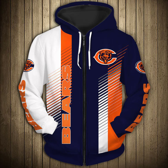 11% OFF Chicago Bears Zipper Hoodie Stripe - Limited Time Offer