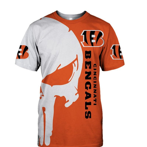 15% OFF Men's Cincinnati Bengals T Shirt Punisher Skull