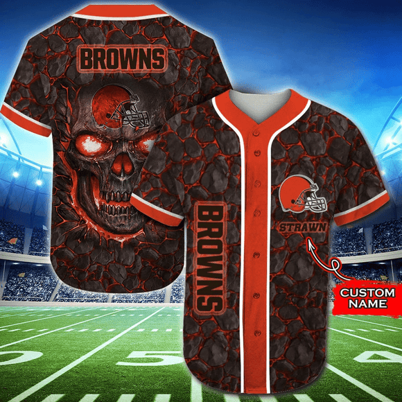 20% OFF Cleveland Browns Baseball Jersey Skull Rock Custom Name