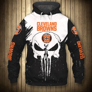 20% OFF Men’s Black Cleveland Browns Hoodies Punisher Skull On Sale